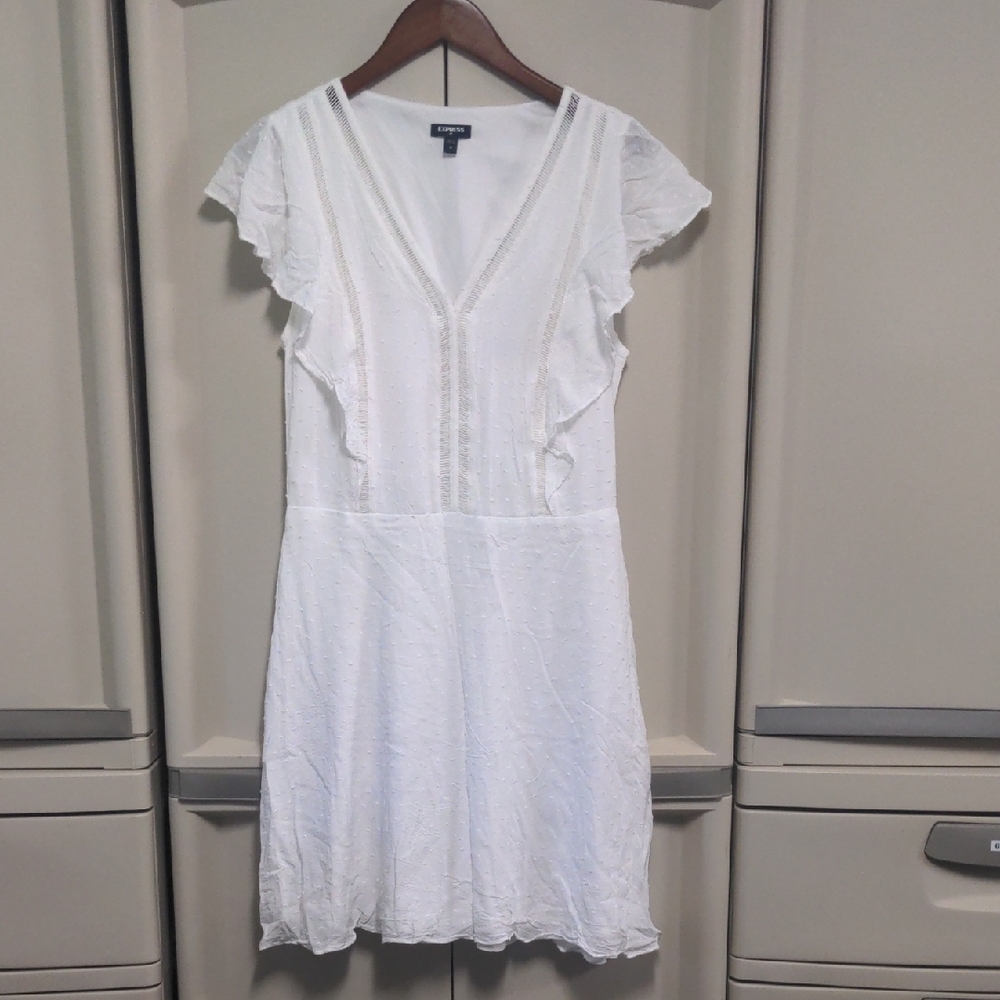 Express White Dress with Cap Sleeves